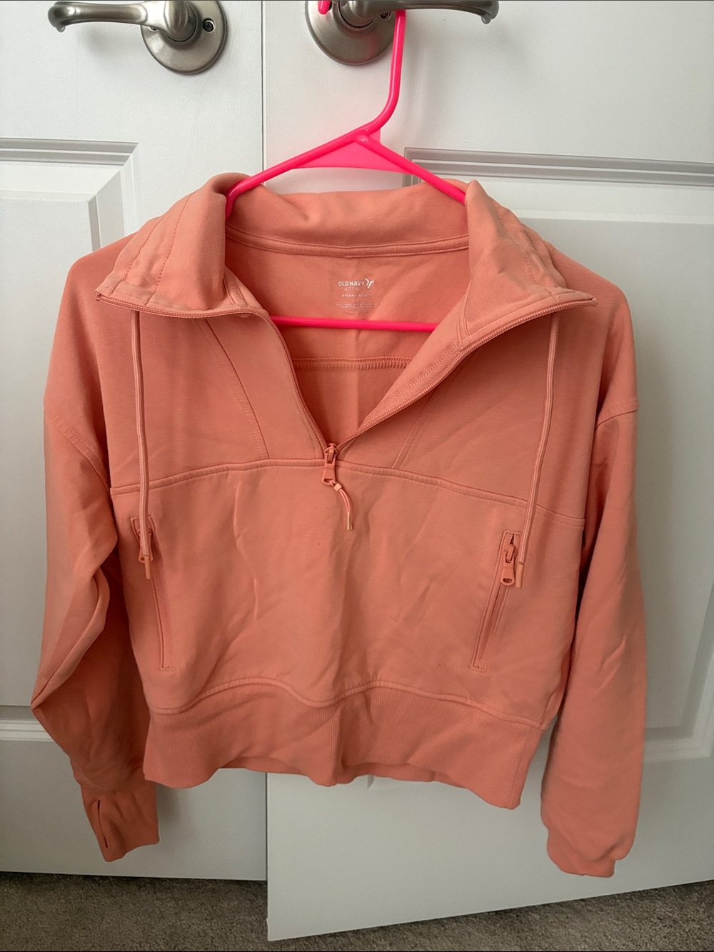 Old Navy Coral Half-Zip Hoodie Sweatshirt